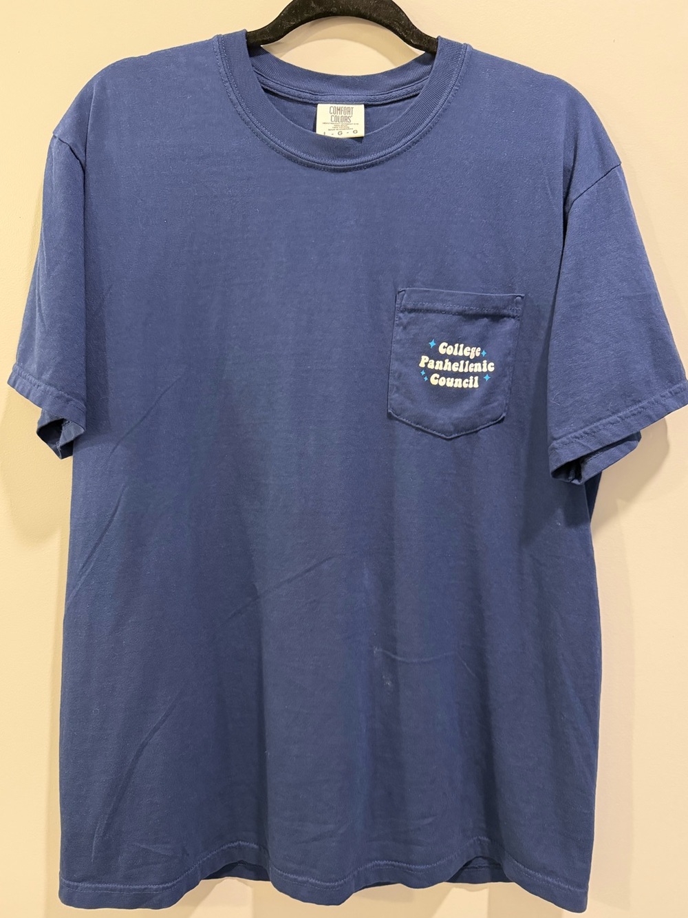 Comfort Colors Valdosta State 2025 Panhellenic Showcase Pocket Tee Blue Size L